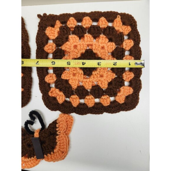 Handmade Crochet Pot Holders & Magnet Set Orange Brown Kitchen - Picture 8 of 10
